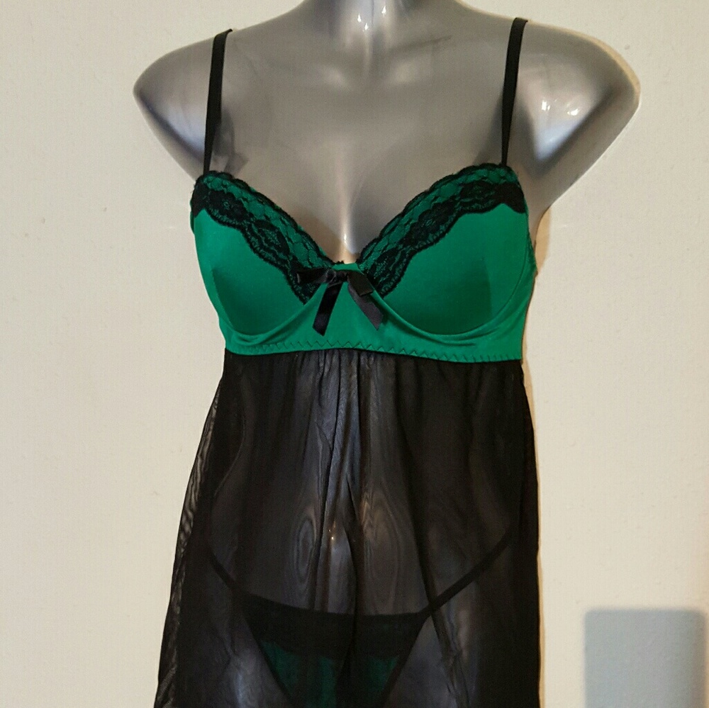 4/$25 NWOT Green and Black Nighty - Picture 3 of 8